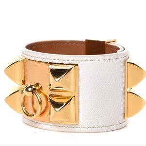 Authentic HERMES
Epsom Collier de Chien Bracelet S White